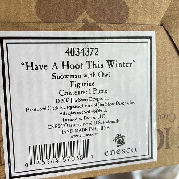 New in box Jim Shore 2013 Have A Hoot This Winter Snowman with Owl Figurine - Picture 6 of 6